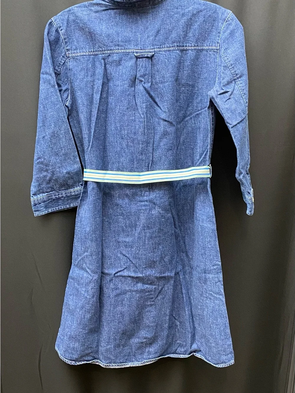 Vintage Gap Kids Denim Shirt Dress Girls XXL 14/16 Striped Belt Y2K